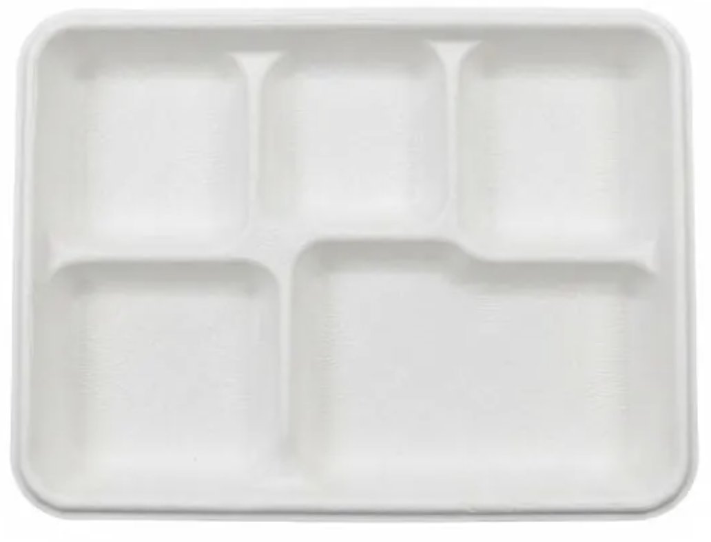 Multi-compartment moulded fibre serving tray